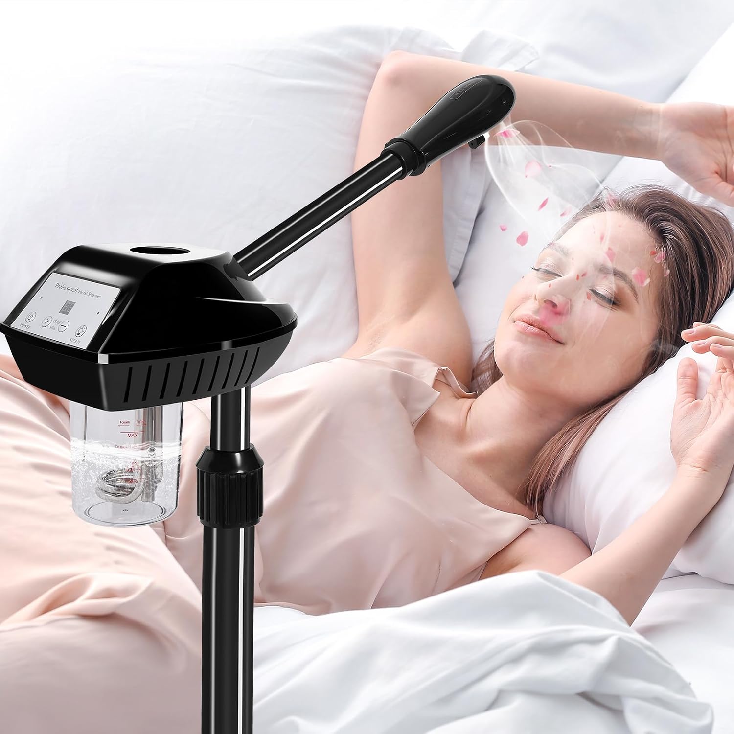 Face Steamer Professional,Steamer for Facial on Wheels,Ozone Face Steamer for Deep Facial Cleansing