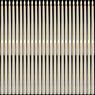 Baquler 50 Pcs Flameless Taper Candles Battery Operated Bulk 12.4 Ivory LED Taper Candles Flickering LED Candlesticks for Wedding Advent Halloween Christmas Party Decor