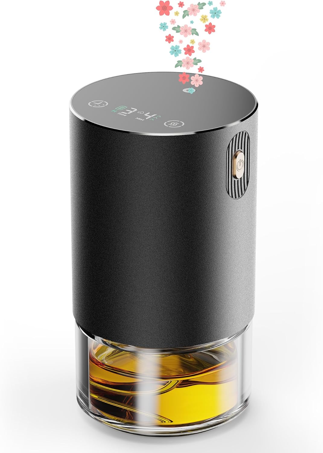 Waterless Oil Diffuser for Home, Car, Office - Rechargeable Scent & Essential Oil Diffuser, 4 Mist Modes and 1/2/4/6 Hour Timer, Portable Cordless Aromatherapy, Spill-Proof Metal Design - Black