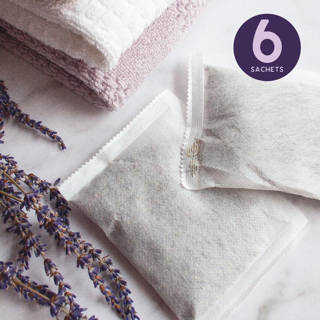 Lavender Dryer Sachets 6-Pack, Reusable Laundry Freshener, Real Lavender | Keeps laundry and linens naturally fresh with reusable lavender sachets for dryers and closets.