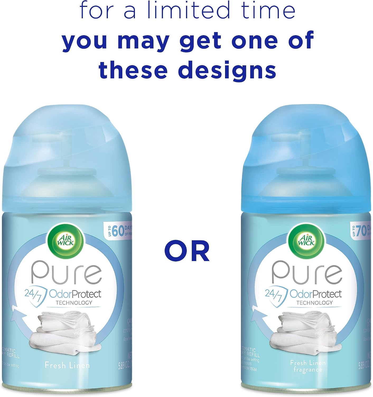 Air Wick Pure Freshmatic 6 Refills Automatic Spray, Fresh Linen, 6ct, New Look, Same familiar smell of Fresh Laundry, Essential Oil, Odor Neutralization, Packaging May Vary, 6.17 ounce, (Pack of 6)