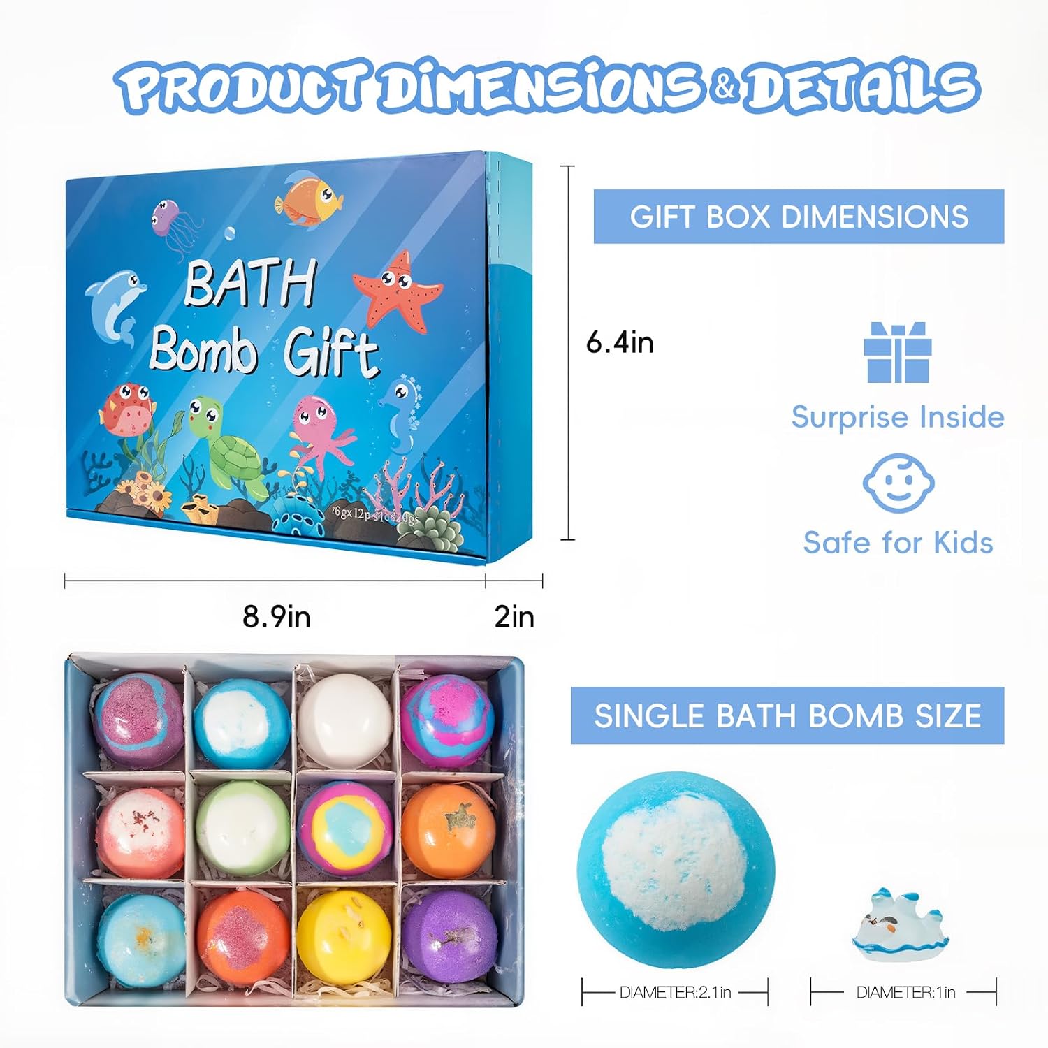 Bath Bombs with Toys Inside for Kids Toddler 1-3 Fizz Bathbombs Surprise Natural Organic Bubble Balls Boys and Girls Gifts Bulk Beads Foam Bubbly Ocean Burbujas para Bañera Niños