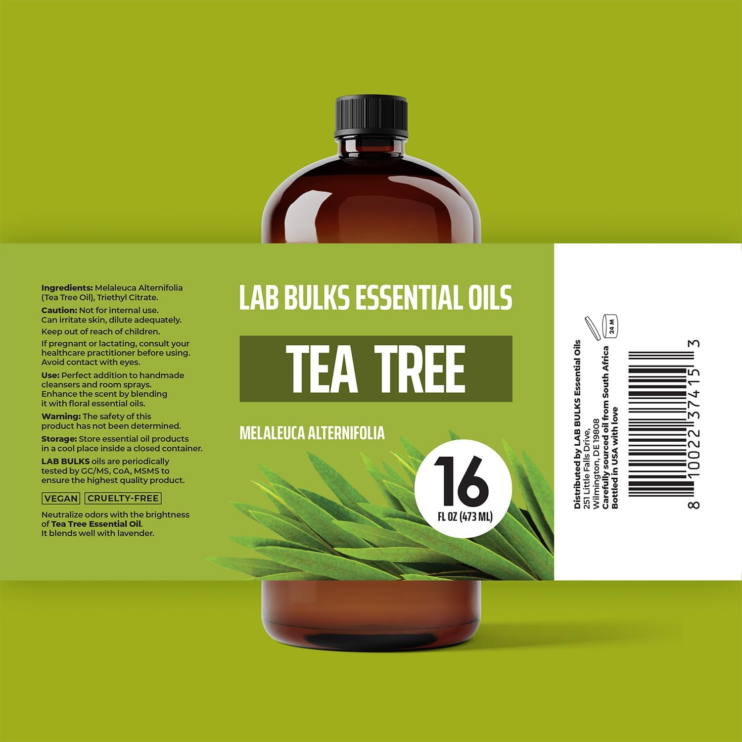 Lab Bulks Essential Oil Tea Tree Essential Oil 16 oz Big Bottle for Diffuser, Face, Hair, Aromatherapy, and Tea Tree Spray (473 ml)