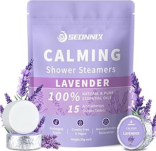 Shower Steamers Aromatherapy 15 Pack, Stress Relief & Self Care - Lavender Shower Bombs with Natural Essential Oil, Home Spa Shower Travel Essentials, Relaxation Birthday Gifts for Women & Men