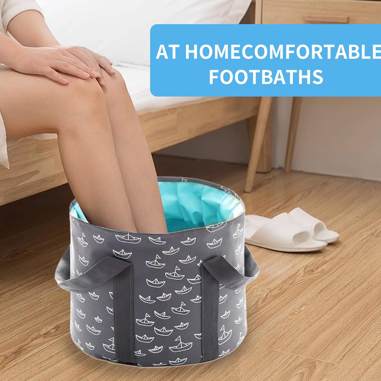 Collapsible Bucket for Soaking Feet-25L Portable Travel Foot Bath Tub, Foot Soaking Bath Basin Portable, Foot Spa Soaking Feet Home Pedicure Basin Outdoor Camping