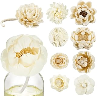 Waydress 15 Pcs Mixed Reed Diffuser Sticks Flowers, Wood Flower Diffuser Reeds Refill with Rope, Sola Reed Diffusers Set for Bathroom, Bedroom, Home Decor(1.57-3.35 Inches,Cute)