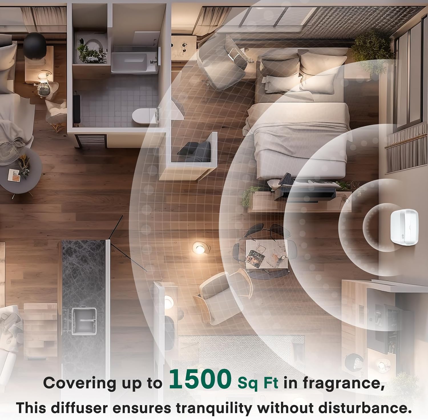 Smart Waterless Diffuser Air Machine, Scent Diffuser with Smart Cold Air Tech, 400ML Capacity and 1500 Sq Ft Coverage, Scent Dispenser for Large Room, Offices, Hotel and Spa