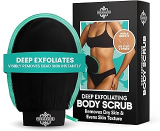 Dermasuri - Deep Exfoliating Glove - Korean Exfoliating Mitt & Body Scrubber - Keratosis Pilaris Treatment Scrub - Self Tanner Mitt & Ingrown Hair Exfoliator - Shower Gloves for Women & Men - (1 Pack)