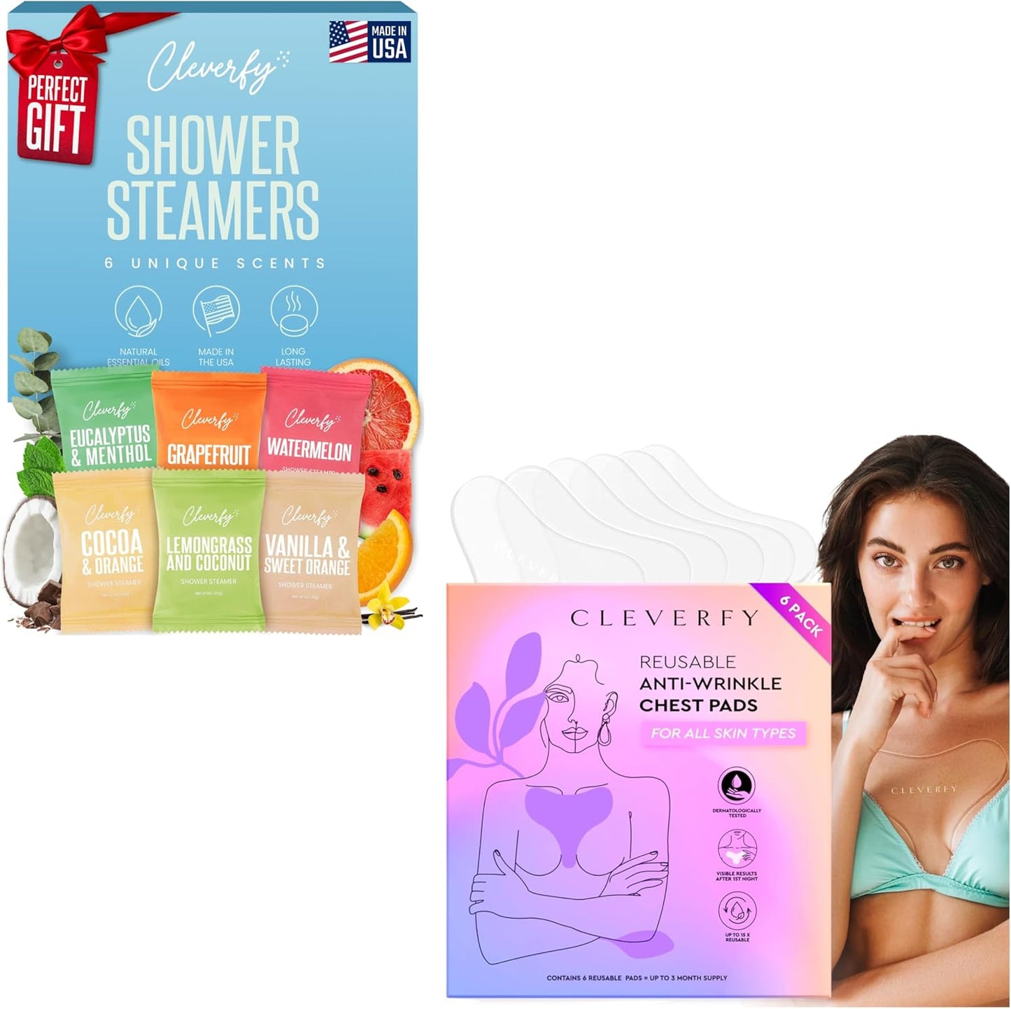 Cleverfy Self-Care Essentials: 6 Shower Steamers & 6-Pack TShape