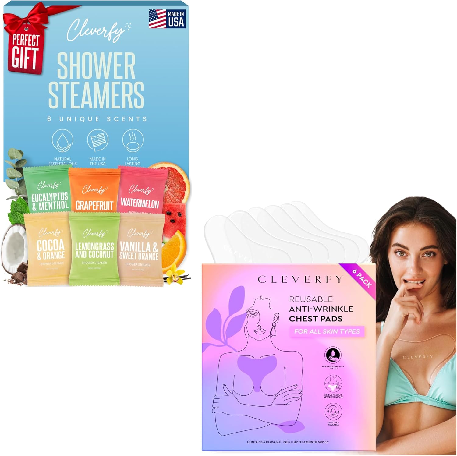 Cleverfy Self-Care Essentials: 6 Shower Steamers & 6-Pack TShape