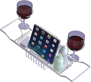 Bathtub Tray Caddy,Expandable Bathtub Shower Caddy,Adjustable Organizer Tray for Bathroom,Luxury Bath Caddy Tub Table, Bathtub Accessories & Bathroom Gadgets 304 Stainless Steel Holder