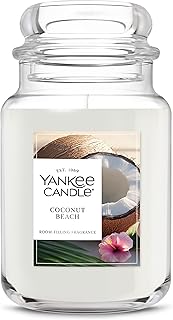 Yankee Candle Coconut Beach, Scented Candle, 22oz Large Jar with up to 150 Hour Burn Time, Giftable, Birthdays
