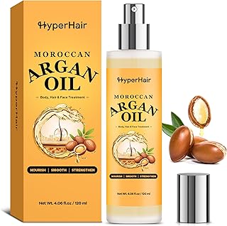 Moroccan Argan Oil Hair Serum (4.06 Fl Oz), Body, Hair & Face Treatment Oil, Anti-Frizz & Repair Serum for Frizzy & Damaged Hair, Organic Hair Oil for Shine & Growth