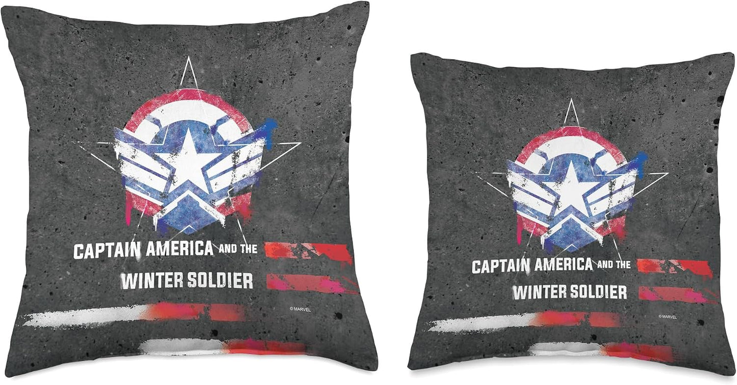 Marvel Captain America and the Winter Soldier Spray Paint Throw Pillow