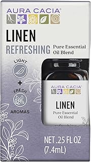 Aura Cacia Linen Essential Oil Blend, Boxed 0.25 fl. oz. - Light Aroma, No Synthetic Fragrances