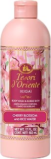 Tesori d’Oriente Ikigai Body Wash & Bubble Bath, 17.5 fl oz, Cherry Blossom Scented, Gentle Hydrating Shower Gel with Rice Water & Vitamin-E, No Silicones, Parabens & Mineral Oil