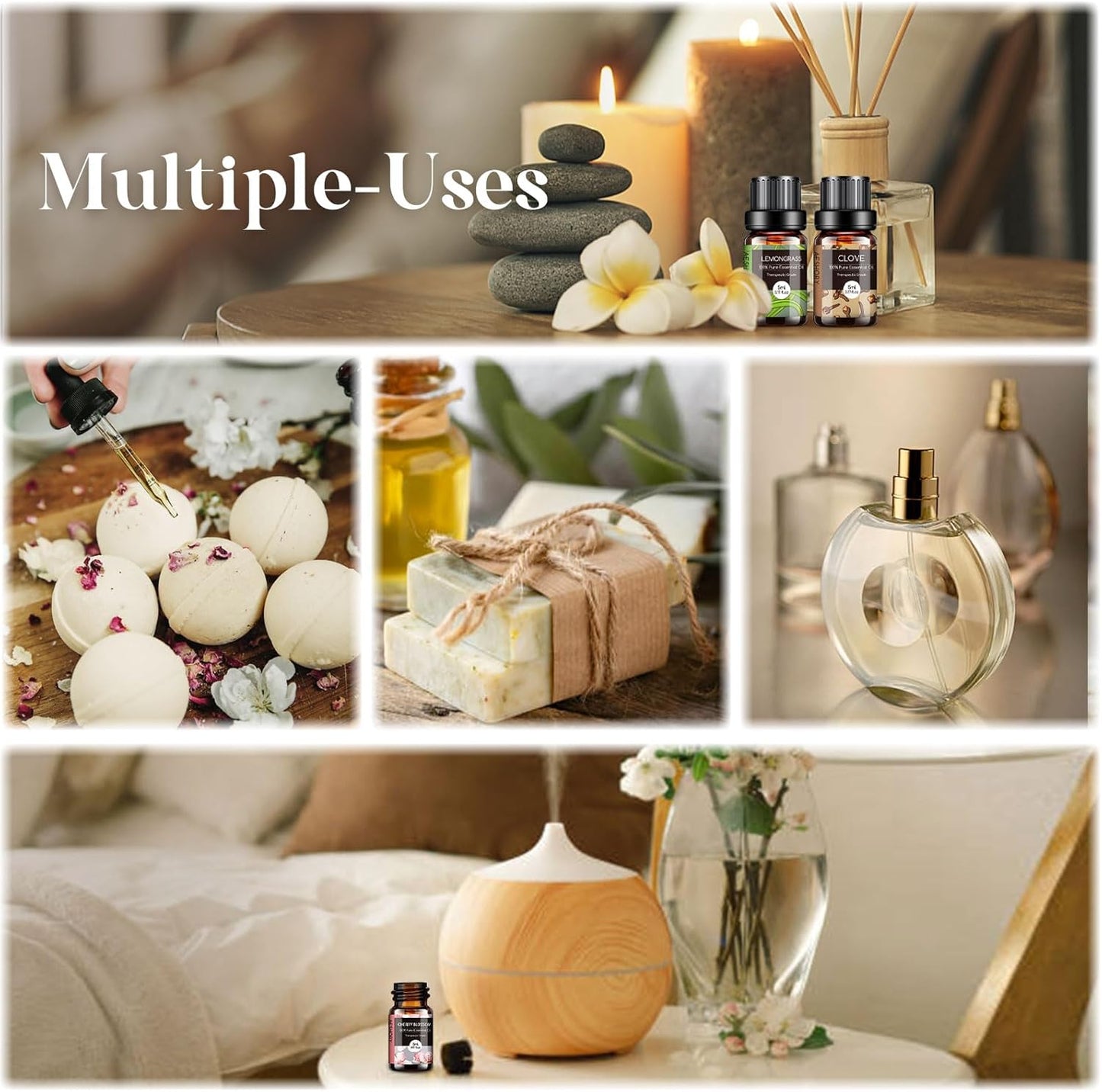 Essential Oils Set - 32x5ml Pure Aromatherapy Essential Oils Kit for Diffuser, Humidifier, Aromatherapy, Massage, Skin & Hair Care - Lavender, Tea Tree, Eucalyptus, Sandalwood, Peppermint, Rosemary