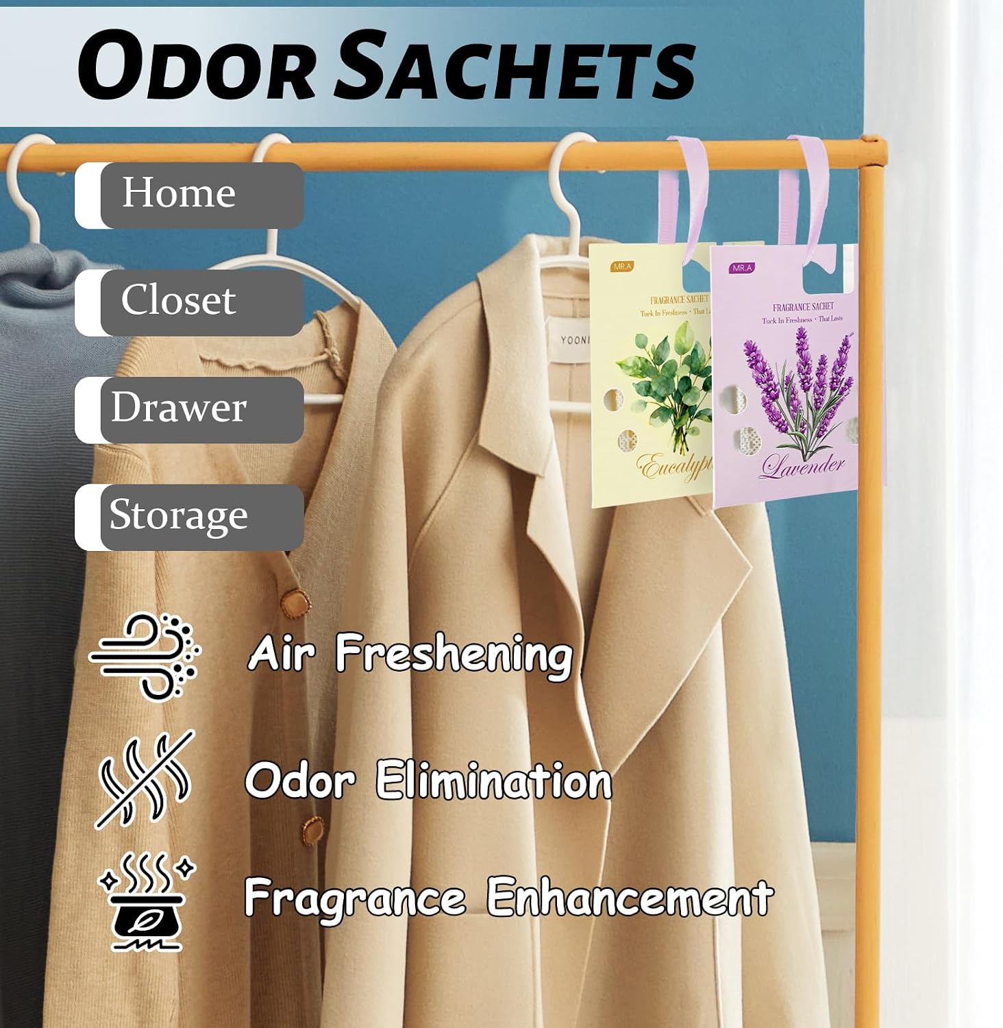 13Packs Lavender Eucalyptus Scented Sachet Bags, Fragrance Sachet Bags for Drawers and Closets, Air Fresheners for Car and Home, Closet Deodorizer Scented Drawer Fresheners for Dresser