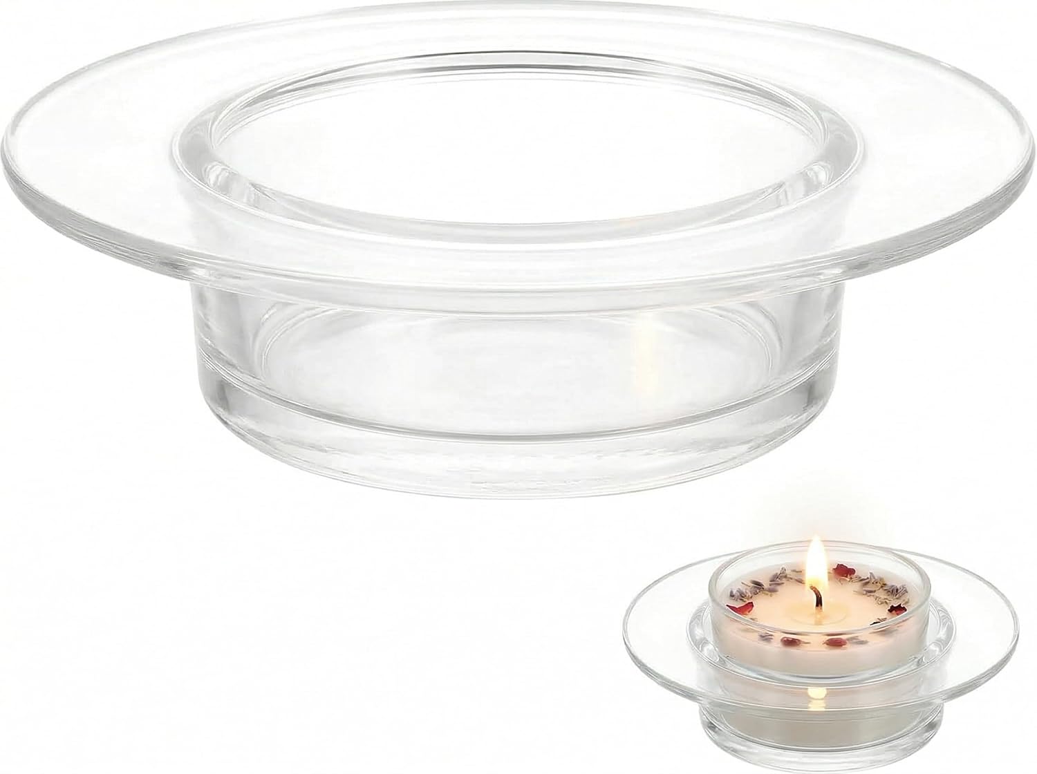 1Pc Wax Warmer Replacement Dish, 4.6in Glass Heating & Melting Plate Round Aromatherapy Tray, Candle Bowl Replacement Wax Heating Tray Oil Melting for Home Office (Inner Diameter 3.5in)