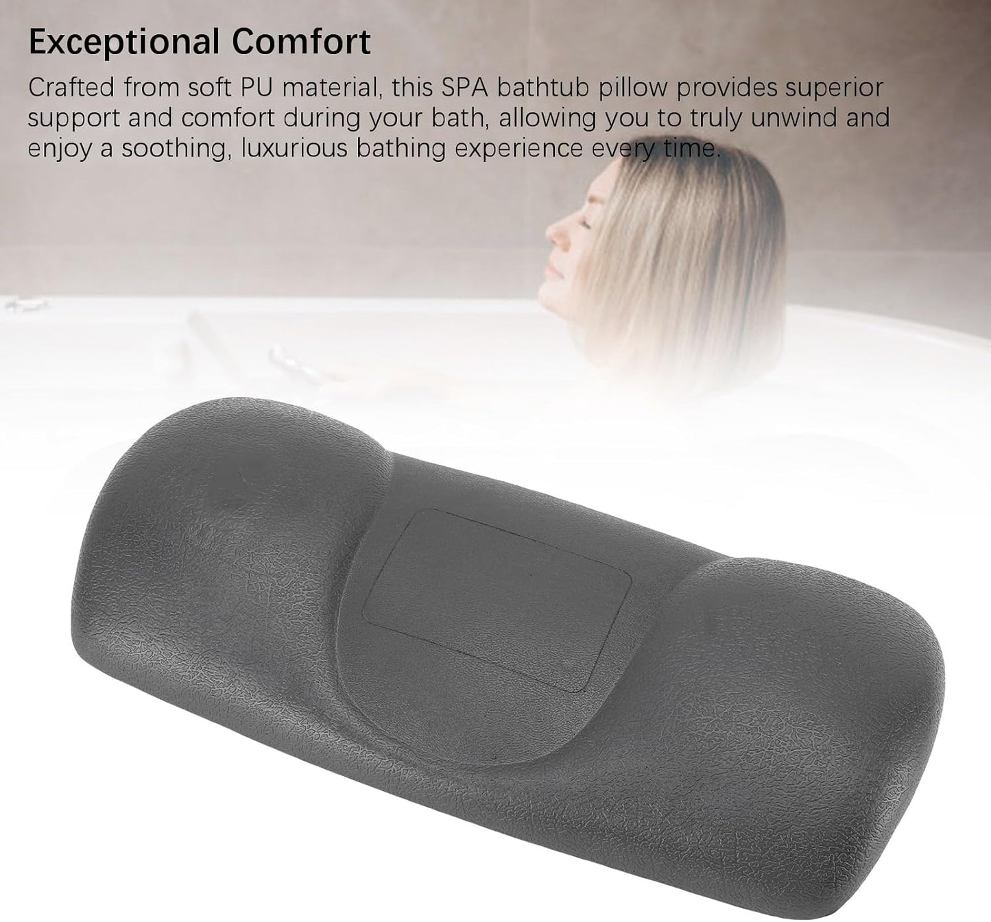 Bathtub Pillow, PU Suction Cup Bath Cushion Bathing Accessories for Home Bathroom Hot Tub Spa