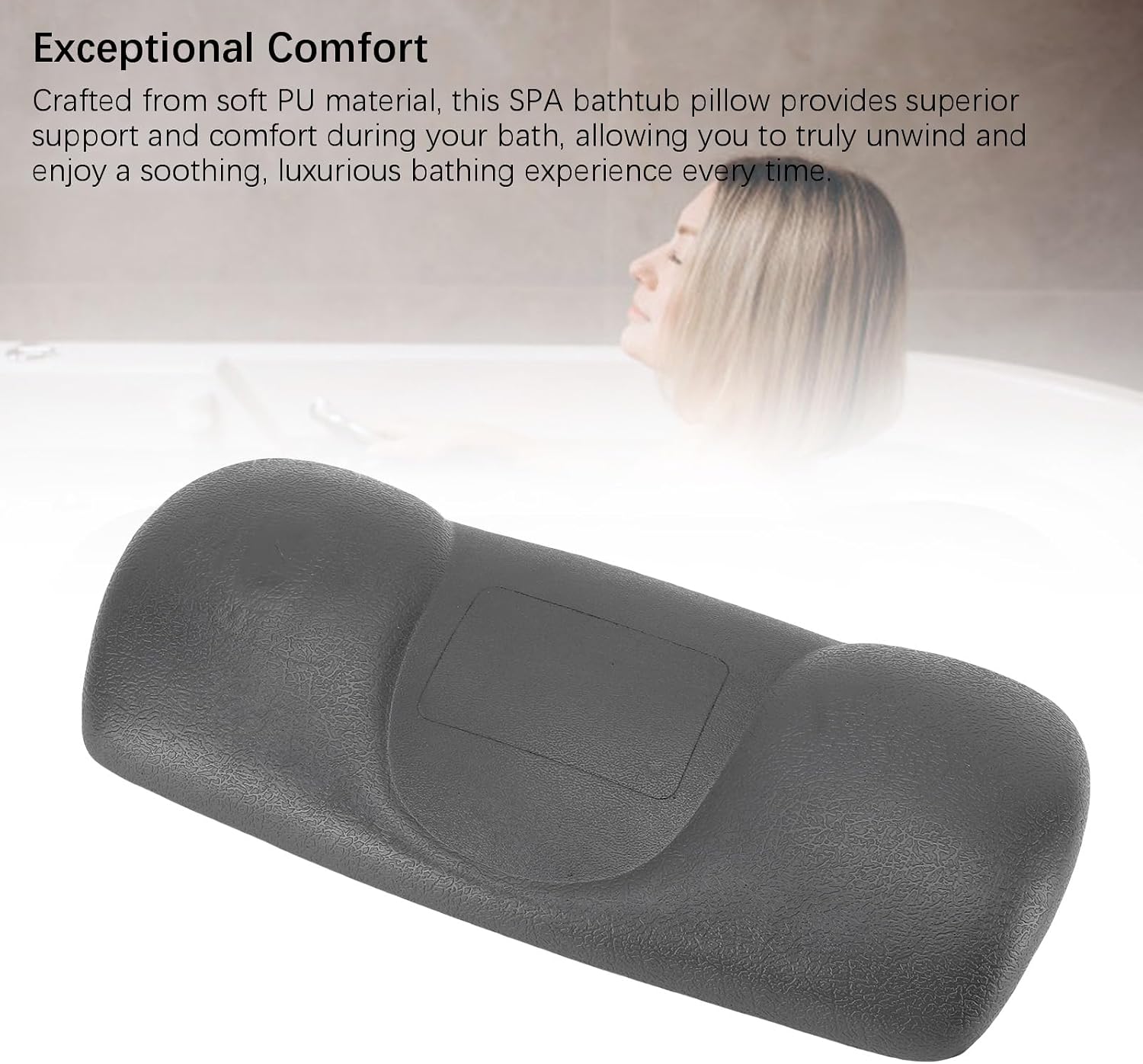 Bathtub Pillow, PU Suction Cup Bath Cushion Bathing Accessories for Home Bathroom Hot Tub Spa