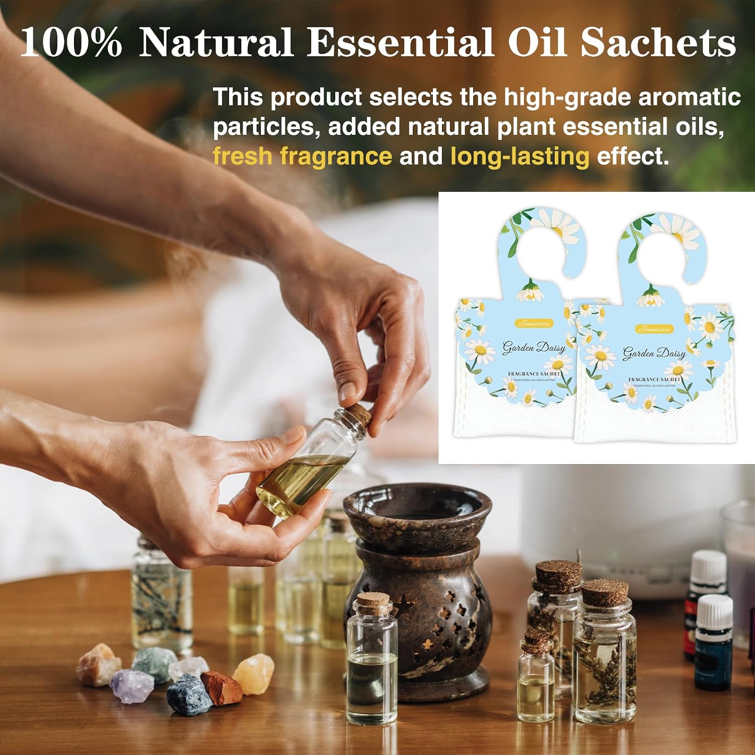 15 Packs Scented Sachets Bag for Drawers and Closets, Air Freshener for Home Fragrance Sachet, Long-Lasting Hanging Closet Deodorizer Smell Goods for House (Garden Daisy)