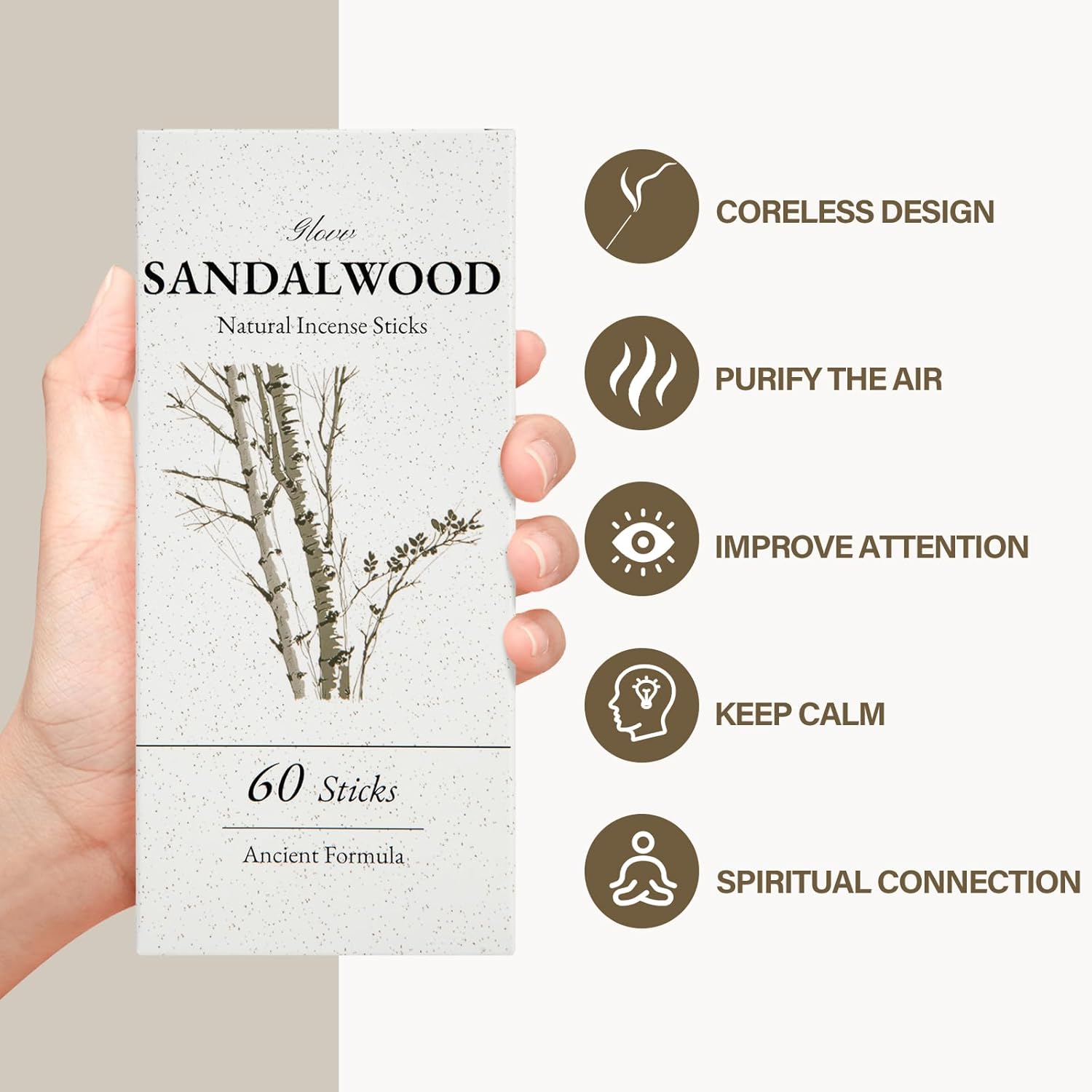 Incense Sticks 60 Pack, Natural Fragrance, Ideal Choice for Yoga, Meditation and Relaxation, Air Purifying Aromatherapy and Long-Lasting Burn