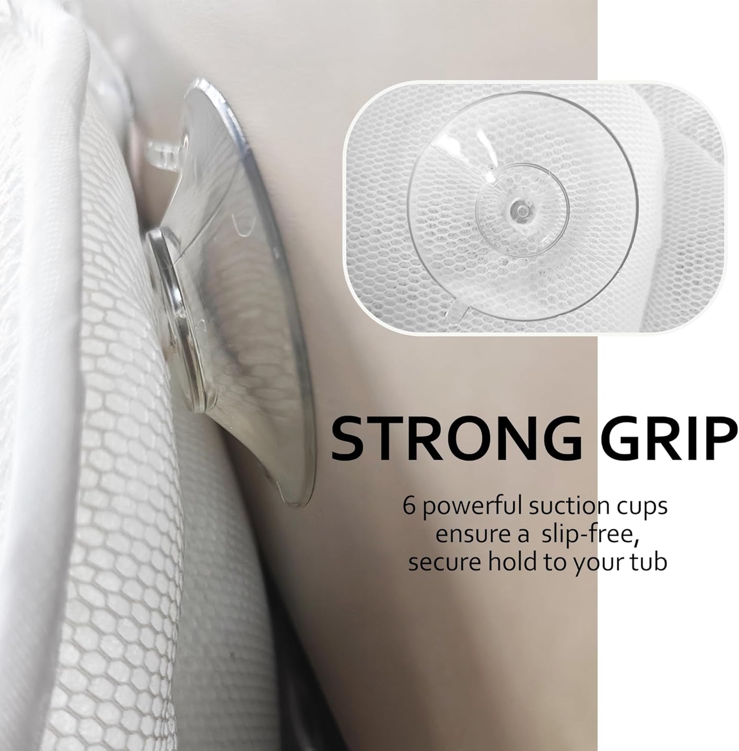 Bath Pillows,Bathtub Pillows for Head and Neck Back Support,Bath Pillows for Tub with Soft 4D Breathable Mesh Fabric and Nonslip Suction Cups,Relaxing Bath Accessories Spa Gifts .(Wave White)