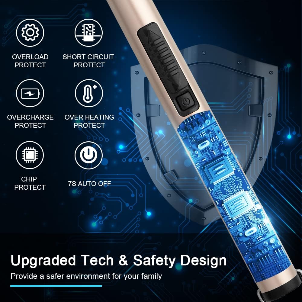 SUPRUS Electric Candle Lighter USB Type C Rechargeable Lighter Steel Shell & Hanging Hook with 360° Flexible Neck