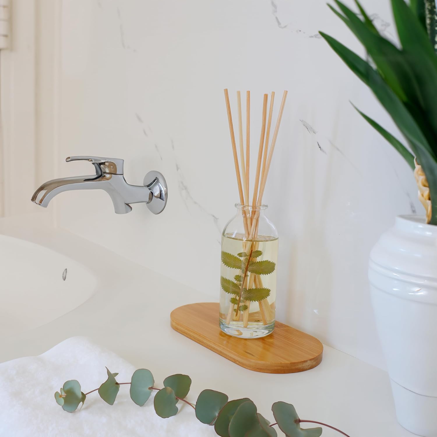 Urban Naturals Reed Diffuser Oil Refill Eucalyptus Sage with Mint, Lime, Cedarwood 8 oz + Free Reed Sticks, Made in the USA