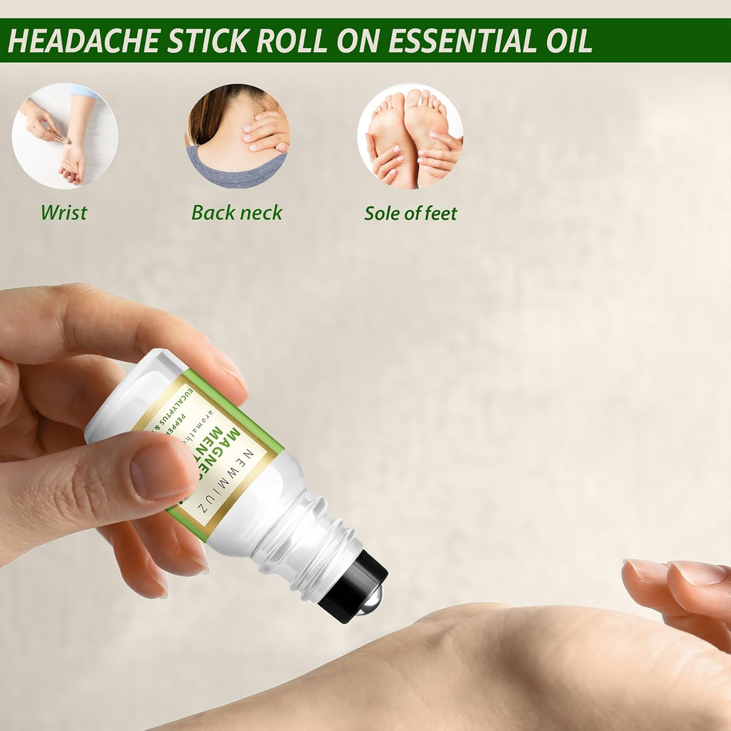 Menthol Aromatherapy Blend Roll On Pack of 3 - Perfect Selfcare Gift for Birthday Christmas or Stocking Stuffers