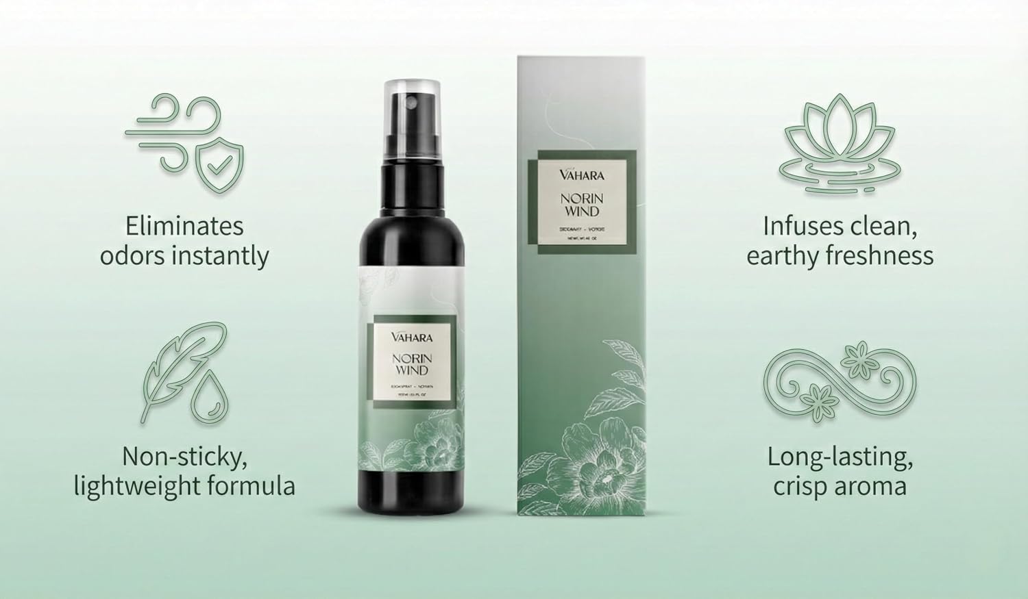 Luxury Linen & Room Spray – Long-Lasting Water-Based Home Fragrance with Essential Oils – Non-Toxic Air Freshener & Natural Odor Eliminator for Bedding & Rooms (3.38 FL OZ, Norin Wind)