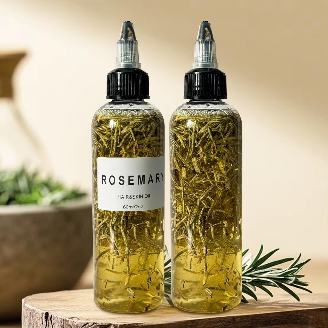 Organic Rosemary Essential Oil mixed with Castor, Argan and Tea Tree Rosemary Oil for Hair Growth (100ml/3.3fl oz) Pre-Diluted, Essential Oil, Strengthen Hair, Minimize Breakage, Stimulate Follicles