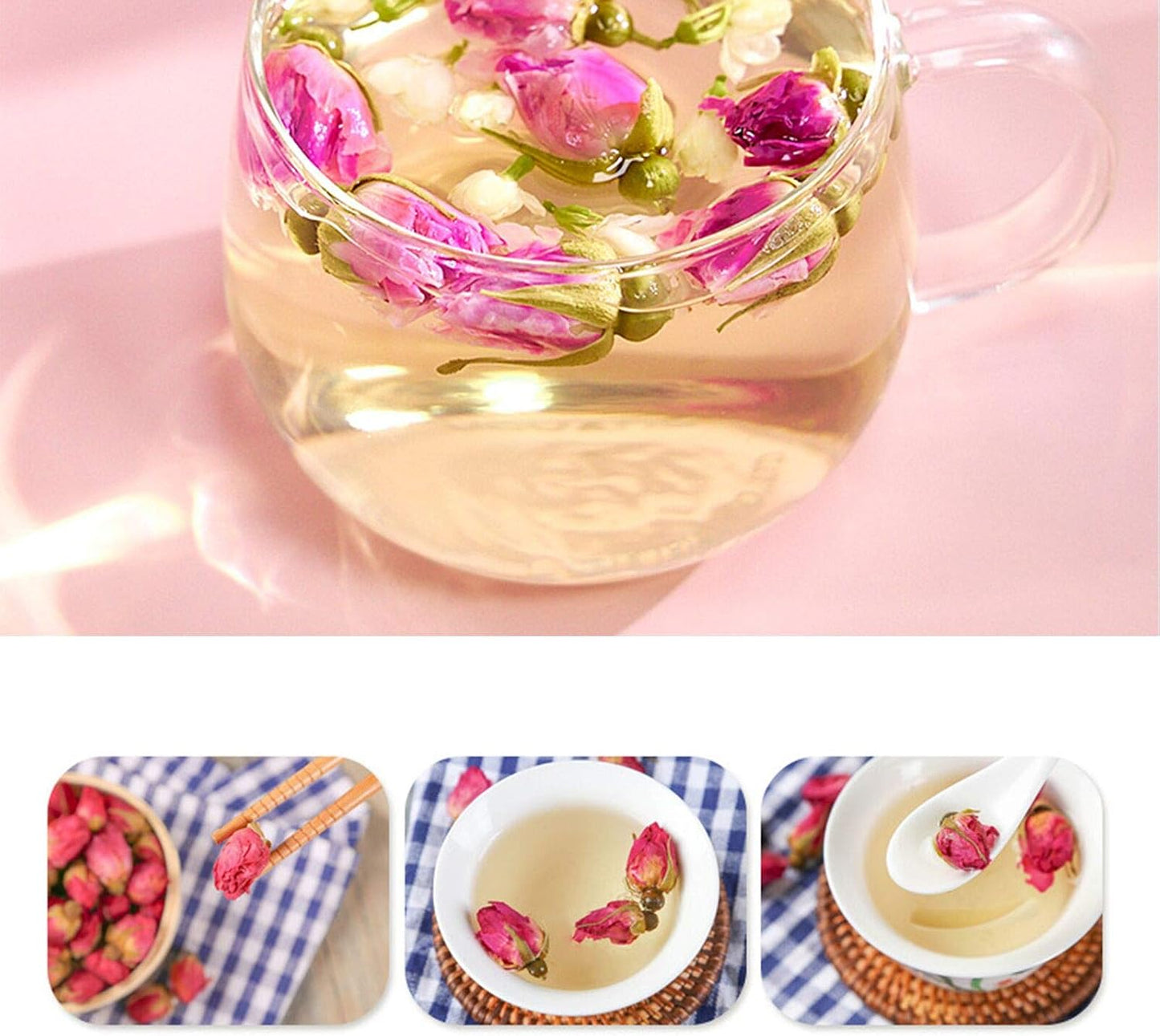 Dried Rose Buds Edible Fragrant Dried Flowers for Tea, Baking, Crafts, Potpourri - Red Rose Buds 3.5oz