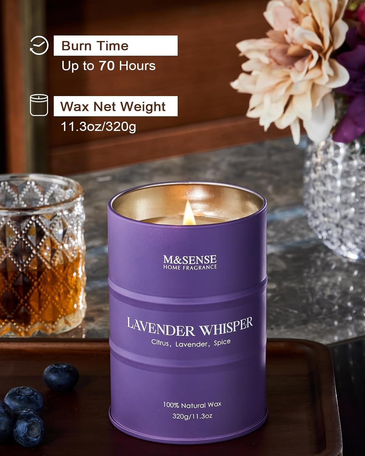 M&amp;SENSE Lavender Soy Candles for Home Scented 11.3oz