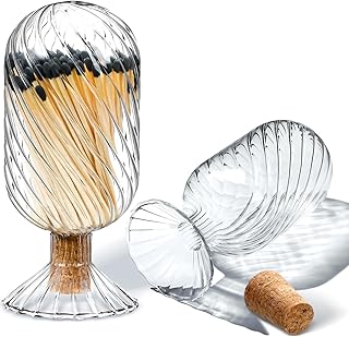 Cinnvoice Helix Shaped Glass Matches Cloche Decorative for 4 Inch Candle Matches Trendy Fireplace Display Decor, Not Include Matches(Clear,2.95 x 6.1 inches)