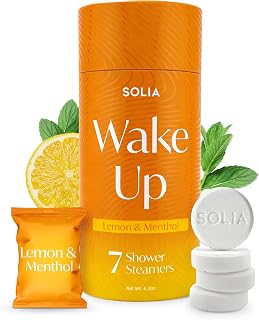 Solia Energizing Citrus Menthol Shower Steamers - Patent-Pending Real Essential Oil Menthol Shower Steamer Bombs, Spa Steamers Aromatherapy, 7-Pack