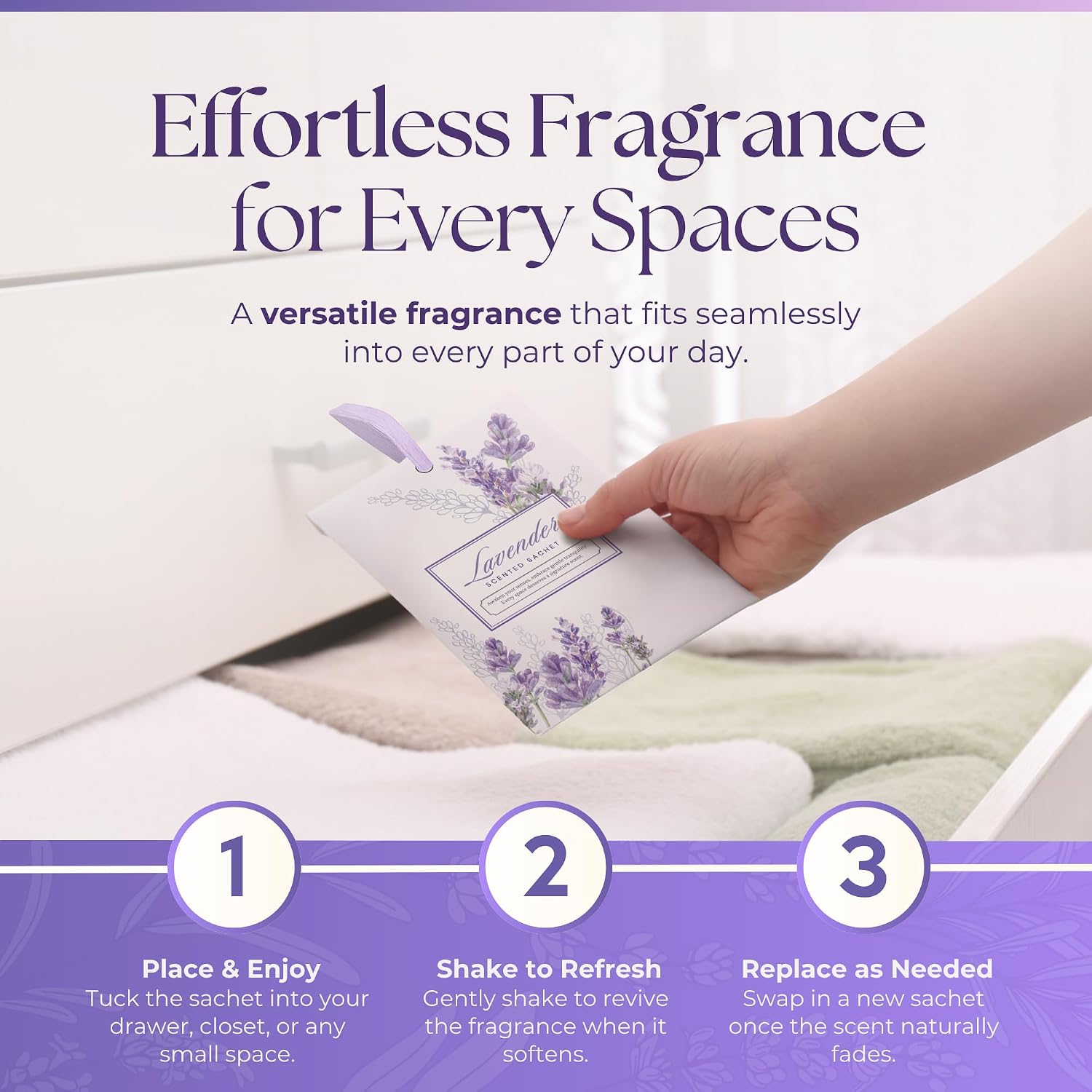 15 Pack Sachets for Drawers and Closets, Scented Sachets for Drawers, Closet Freshener Sachet for Drawers to Refresh Any Space, Sachet Bags, Scented Drawer Fresheners for Dresser, Lavender
