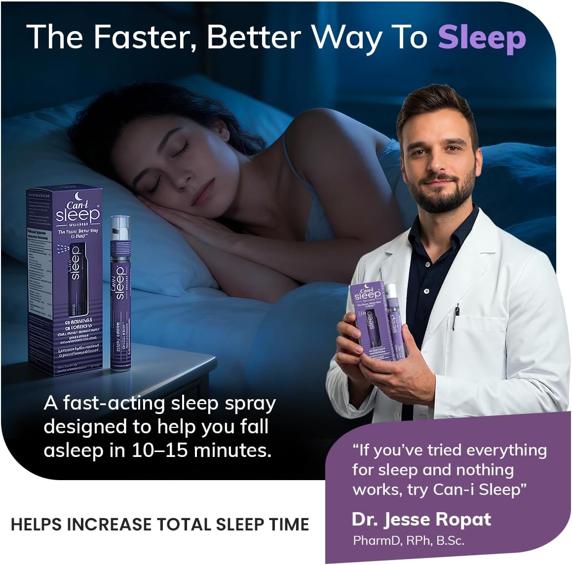 Can-i Sleep Spray for Adults – Fast-Acting Melatonin Spray with GABA & 5-HTP – Sleep Supplement to Fall Asleep Faster & Stay Asleep Longer – No Grogginess, Lack of Sleep Aid – 30 Servings 240 Sprays