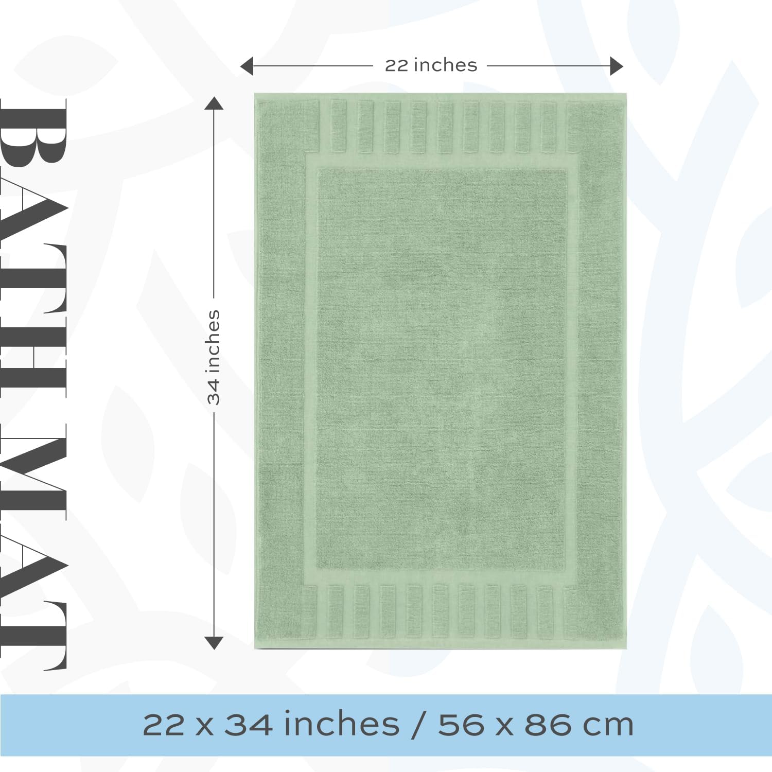 White Classic Luxury Bath Mat Floor Towel Set - Absorbent Cotton Hotel Spa Shower/Bathtub Mats [Not a Bathroom Rug] 22"x34" | 2 Pack | Mint Green