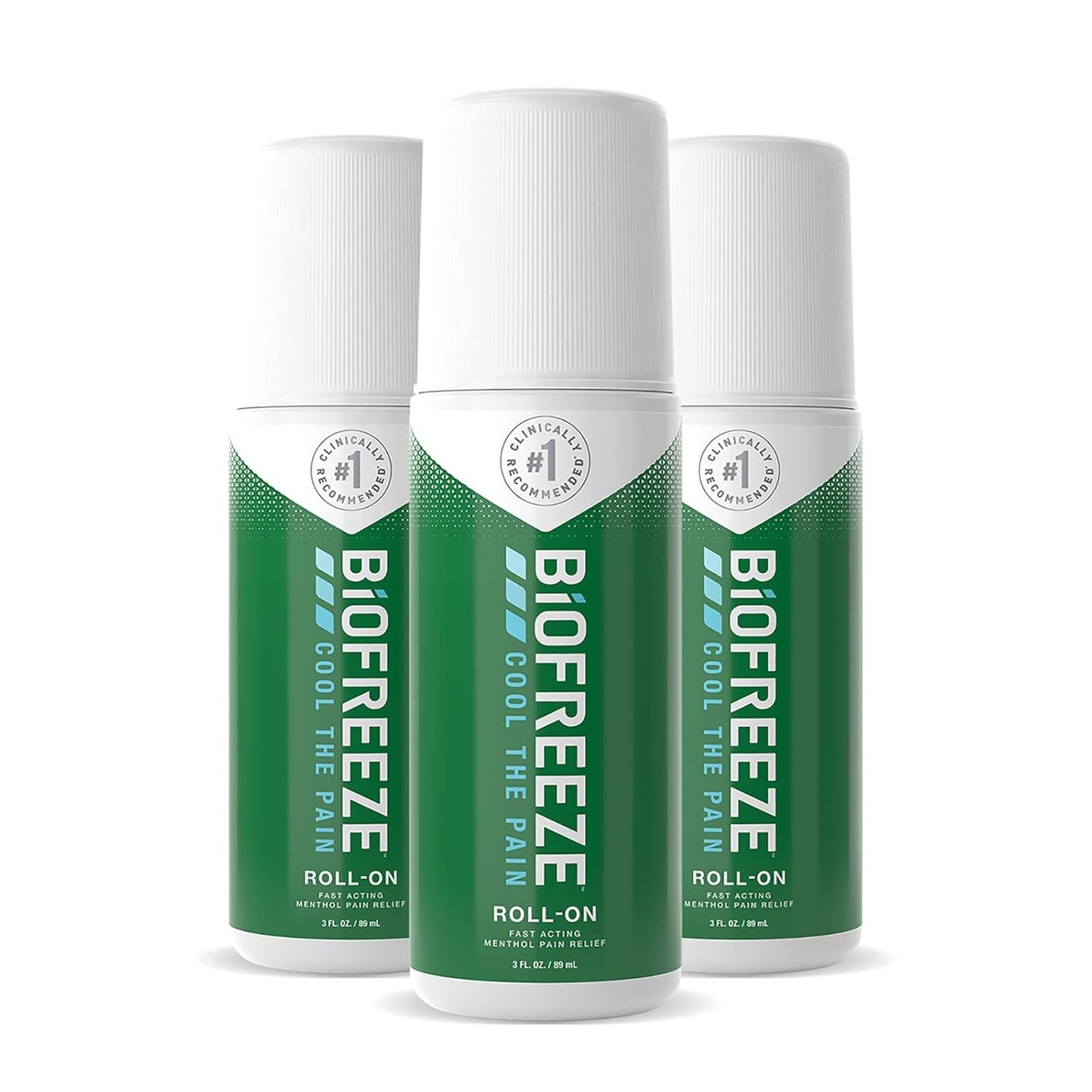 Biofreeze-13533 Pain Relief Roll-On, 3 oz. Roll-On, Fast Acting, Long Lasting, & Powerful Topical Pain Reliever, Pack of 3 (Packaging May Vary)