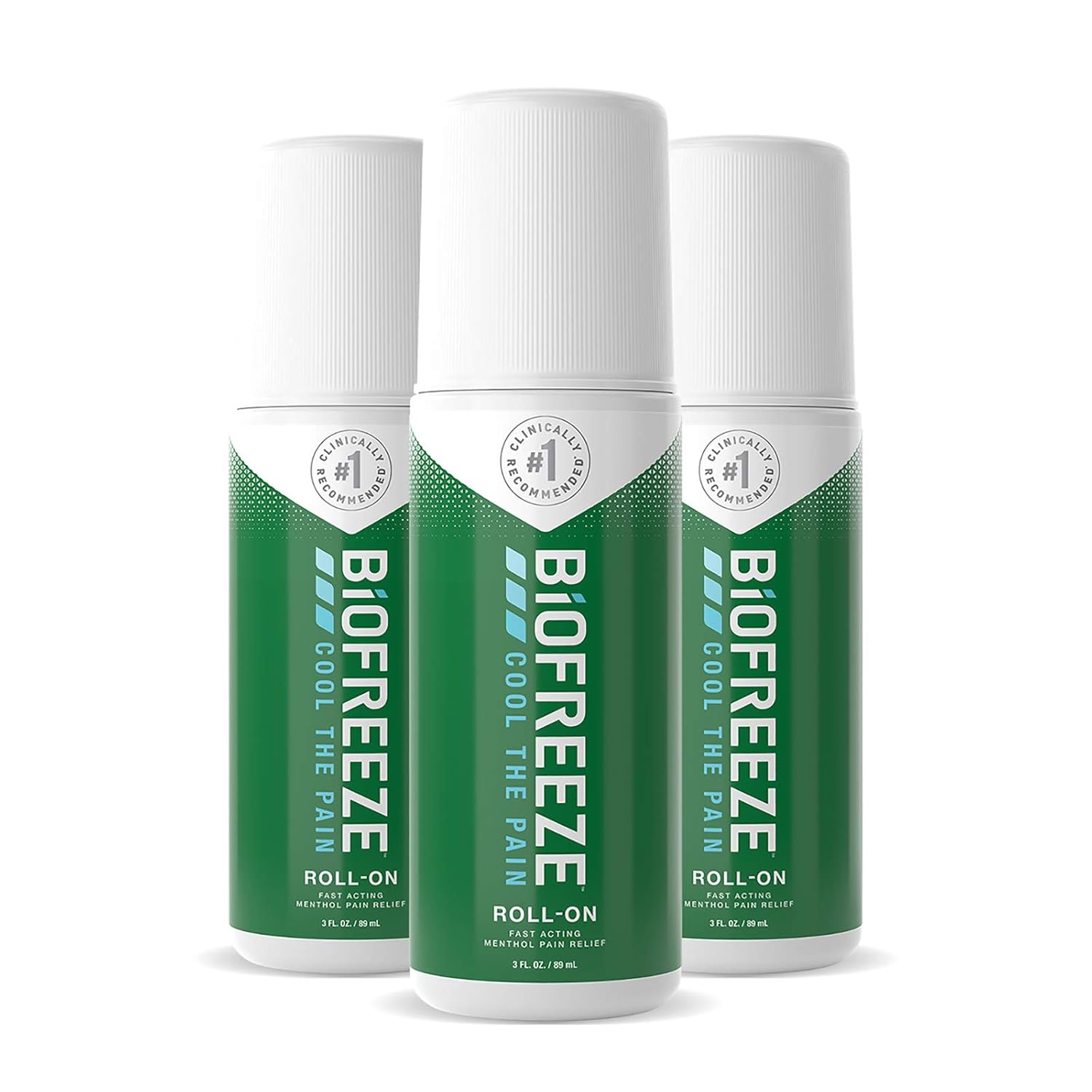 Biofreeze-13533 Pain Relief Roll-On, 3 oz. Roll-On, Fast Acting, Long Lasting, & Powerful Topical Pain Reliever, Pack of 3 (Packaging May Vary)