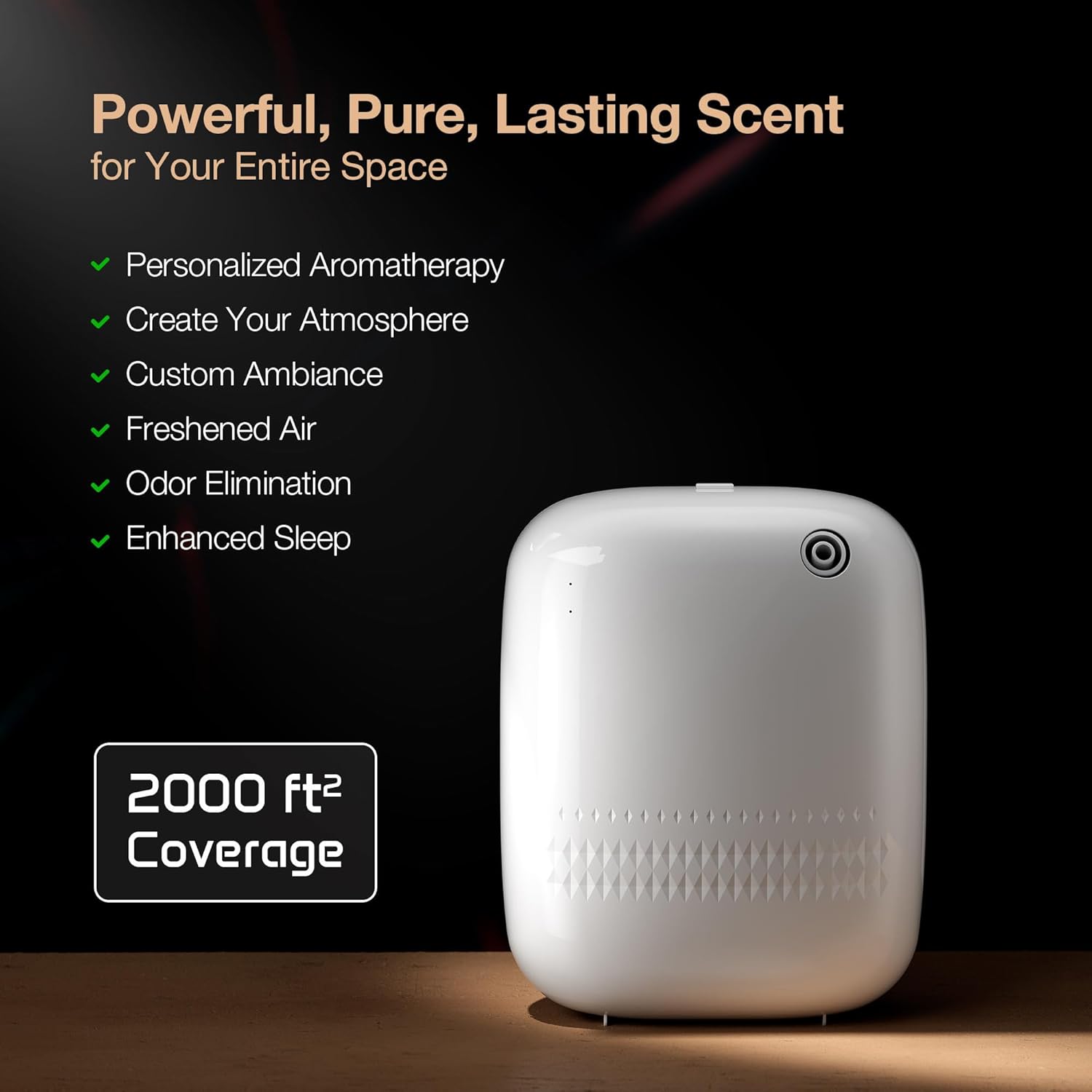 Airversa Waterless Essential Oil Diffuser for Home Large Room and Commercial Use, Up to 2000 sq ft, App Control Cold Air Diffuser, 400mL, DC-12V/1A Plug in Wall, Smart Scent Air Machine, ANW-White