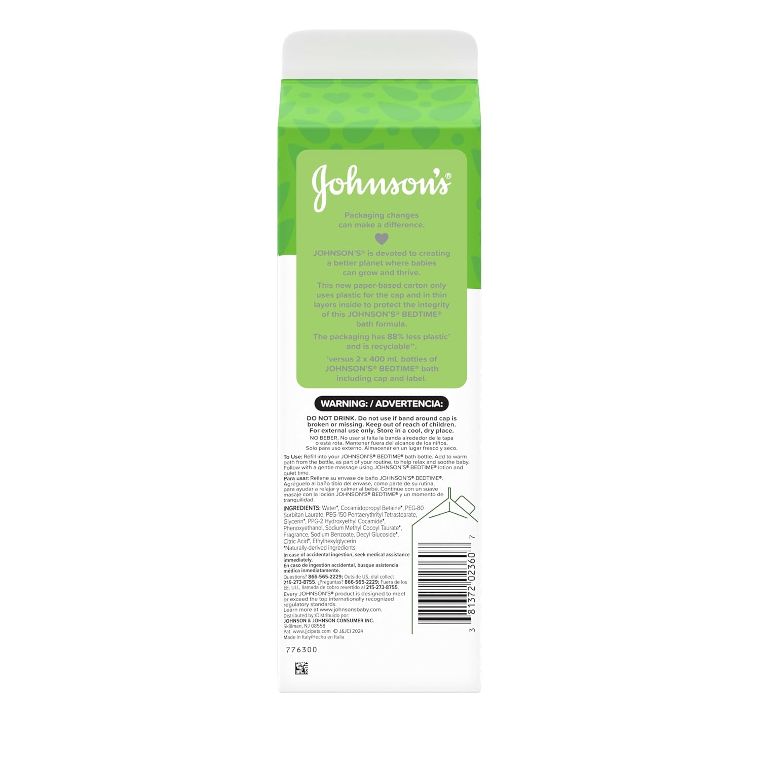 Johnson's Baby Bedtime Bath with Relaxing & Soothing NaturalCalm Aromas, Hypoallergenic, Gentle & Tear-Free Nighttime Baby Bath Essential, Floral Scent, Value Size Refill, 33.8 fl. oz