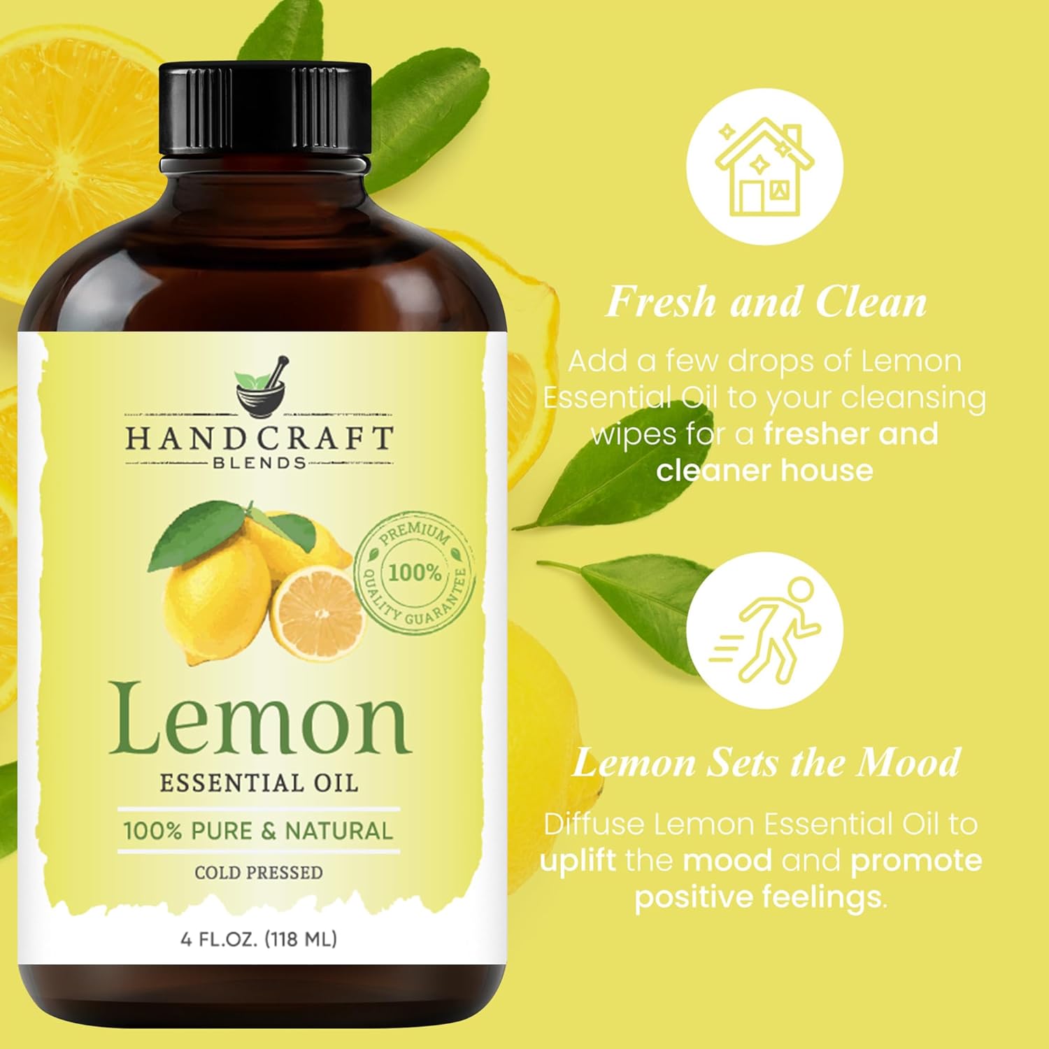 Handcraft Blends Zesty & Fresh Set: Lemongrass and Lemon Essential Oils – (2 x 4 Fl Oz) – 100% Pure & Natural – for Diffuser, Aromatherapy, and DIY Projects