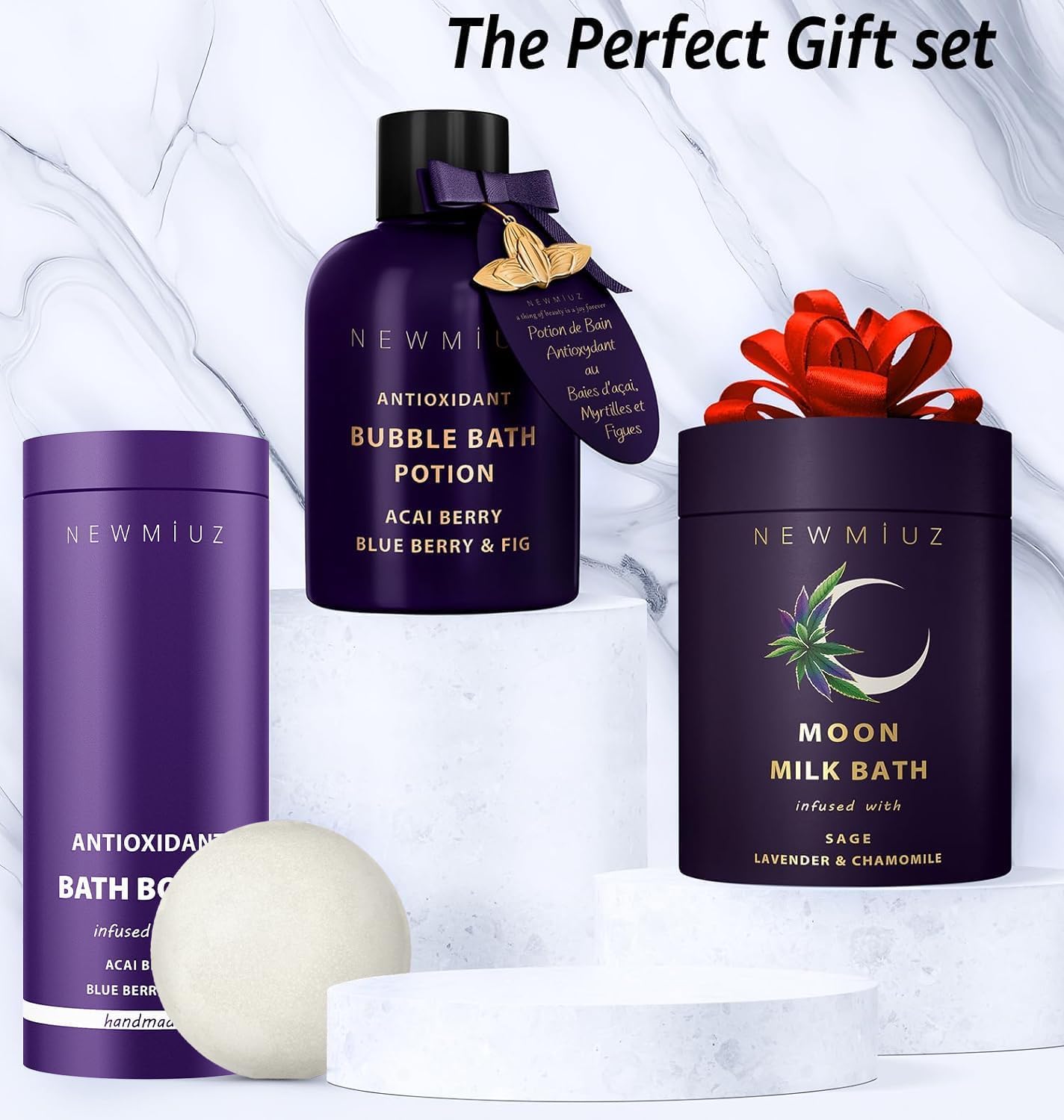 Antioxidant Bubble Bath Long Lasting Foam with Acai Berry Blueberry Fig Essential Oils Detox Hydrating Relaxing Stress Relief Self Care Spa Gift