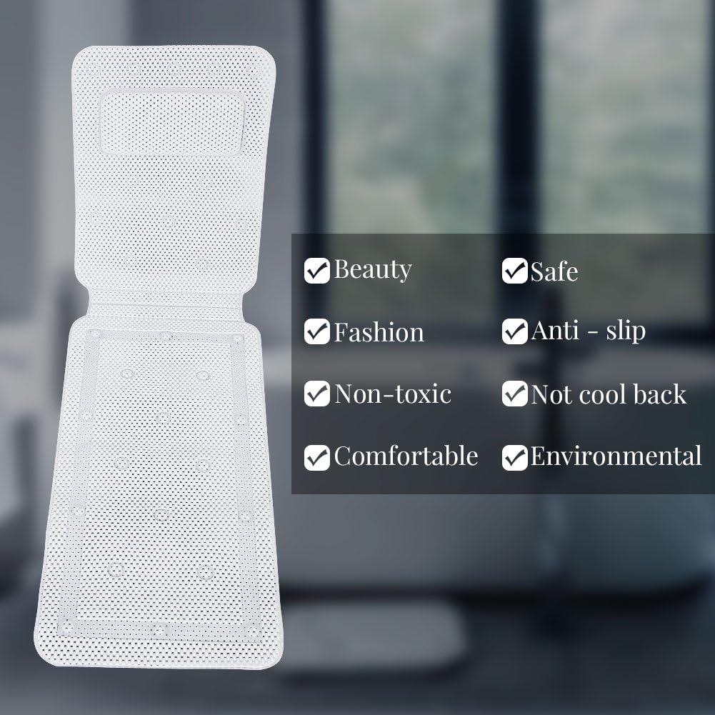 Bath Pillow, Full Body Spa Bath Mattress Cushion Pillow Soft Quilted Bathtub Mat with Breathable