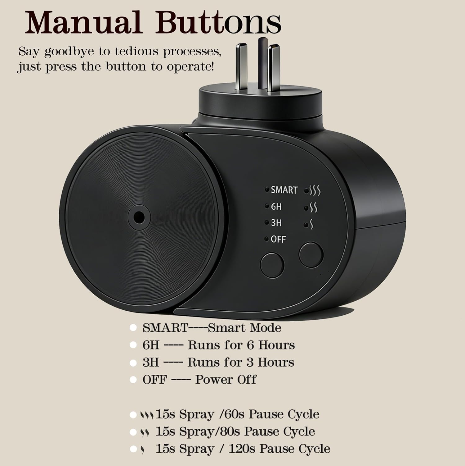 Waterless Diffuser for Essential Oil, Plug in Wall Scent Diffuser for Home, Quiet Cold Air Aromatherapy Diffuser with 500 Sq Ft Coverage, Includes 2×30ml Hotel-Inspired Oils (Black)