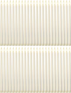 Funtery 48 Pcs Flameless LED Taper Candles Battery Operated Candles Bulk Realistic LED Candlesticks Flickering for Wedding Church Graduation Party Home Decor(Ivory,Classic Style)