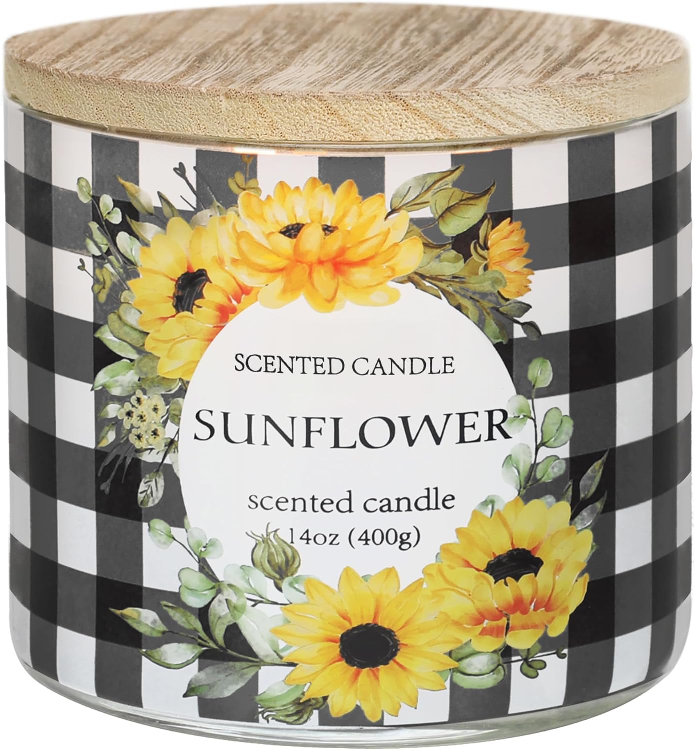 Sunflower Candle, Summer Sunflower Scented Candles Gift for Women, 3 Wicks Large Candle, 14 oz